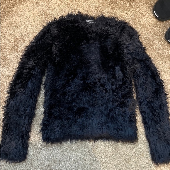 Balenciaga Faux Fur Fuzzy Black Sweater - Picture 5 of 7
